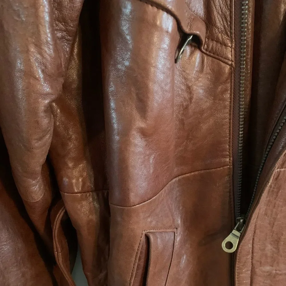 Mens Large Brown Soft leather coat - Picture 5 of 13